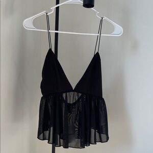Elegant Black Sheer Peplum Top